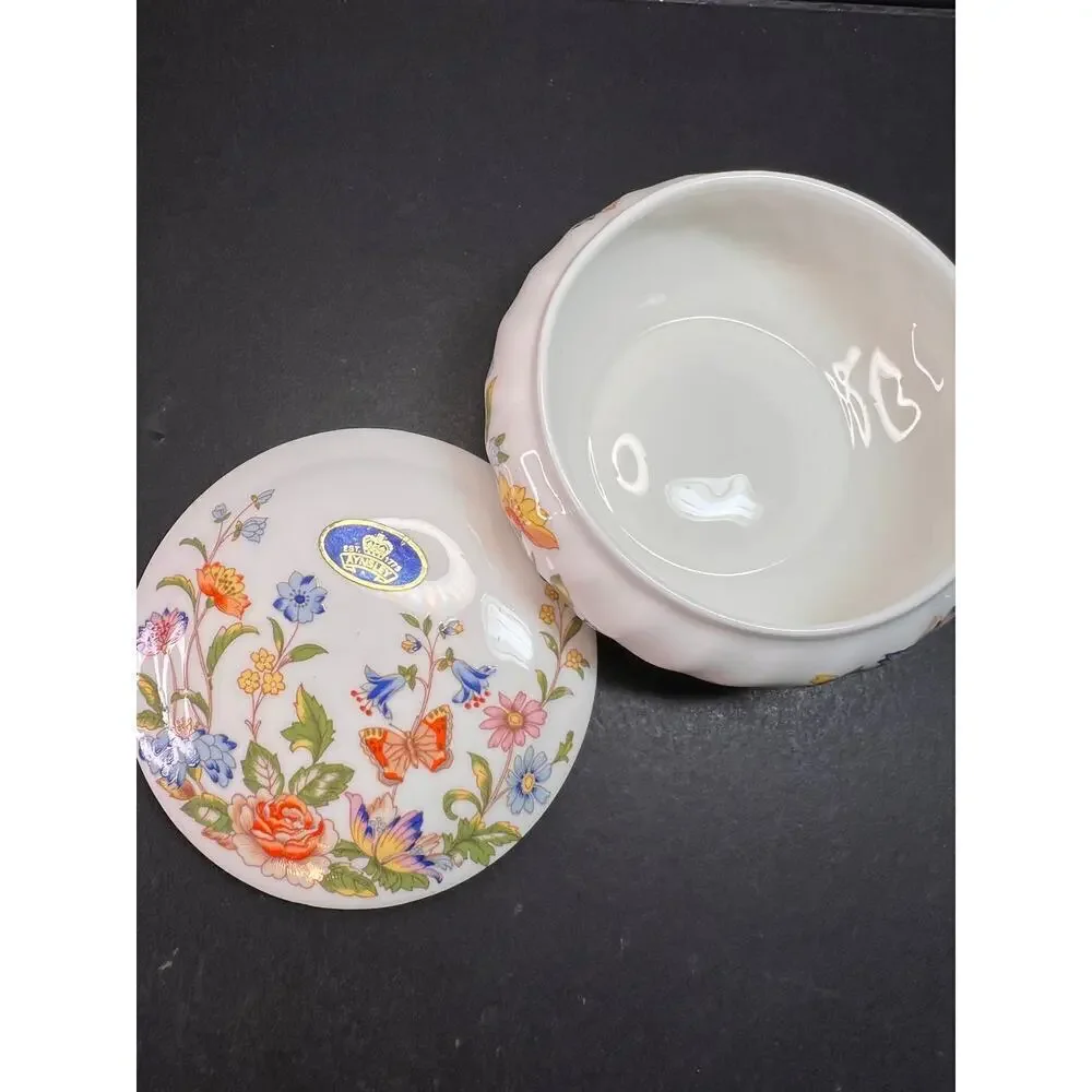 Aynsley Cottage Garden Trinket Box Fine Bone China Made in England